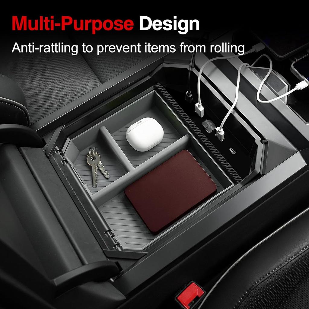 Center Console Organizer Tray Compatible With Tesla Cybertruck 2024,Armrest Storage Tray With USB Expansion Docks For Cybertruck Accessories