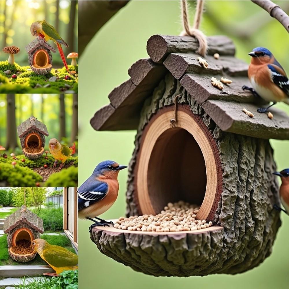 Resin Hummingbird Feeder Weather-Resistant Lifelike Hanging Wild Bird Feeder Natural Look Decorative Wildlife Habitat Patio