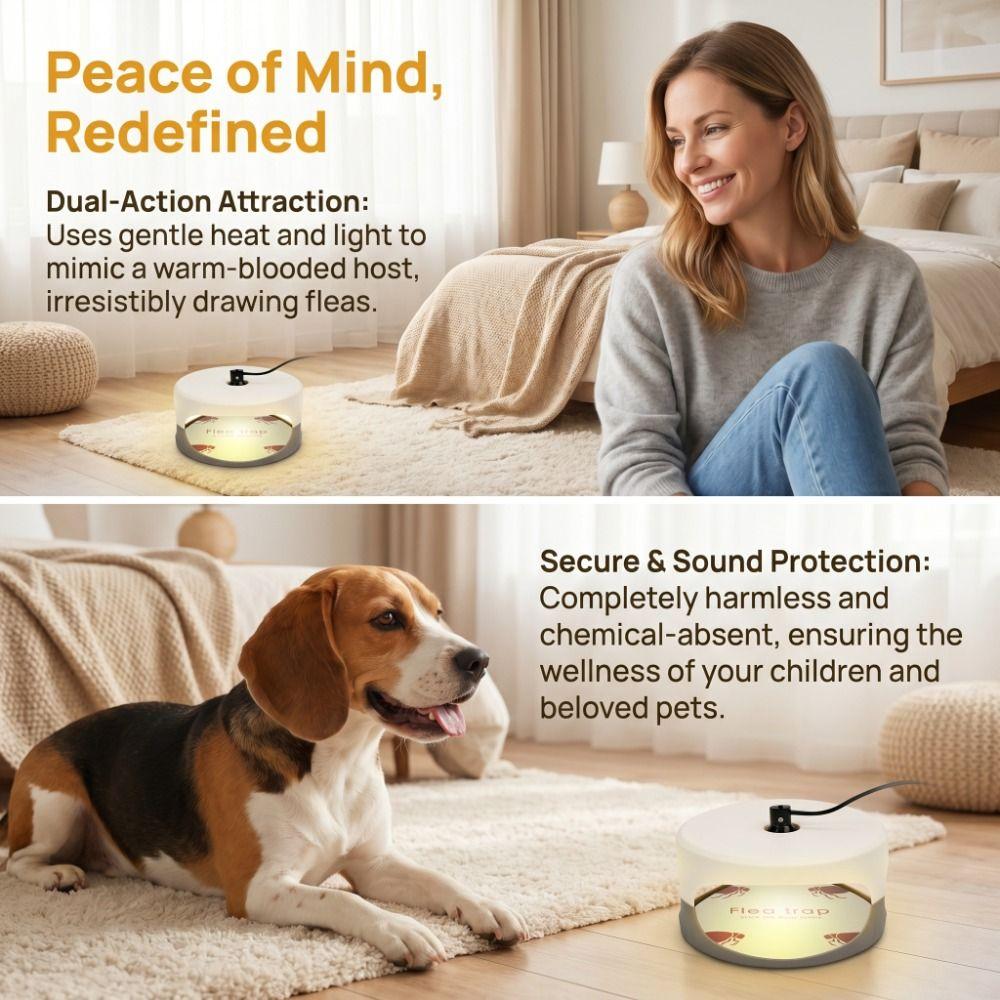Round Shape Pest Control Capture Trap Effective Flea Trap Light Insect Catcher Indoor Use