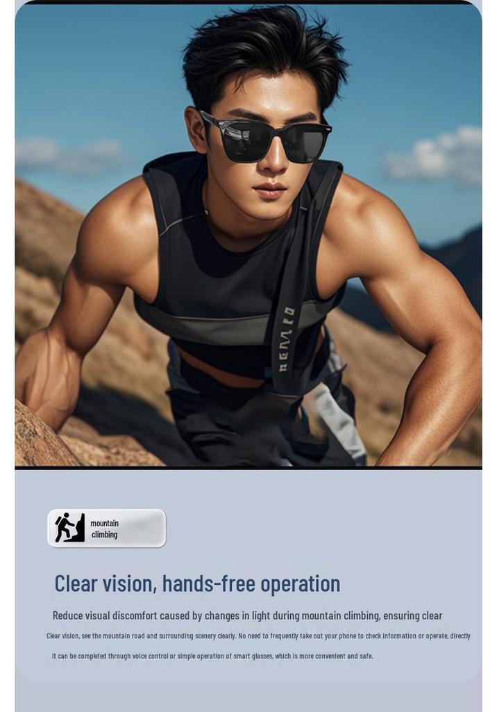 Cross-border Smart Bluetooth Sunglasses: Music, Calls, Navigation, UV Protection, Polarized Lenses, Comfortable Fit.