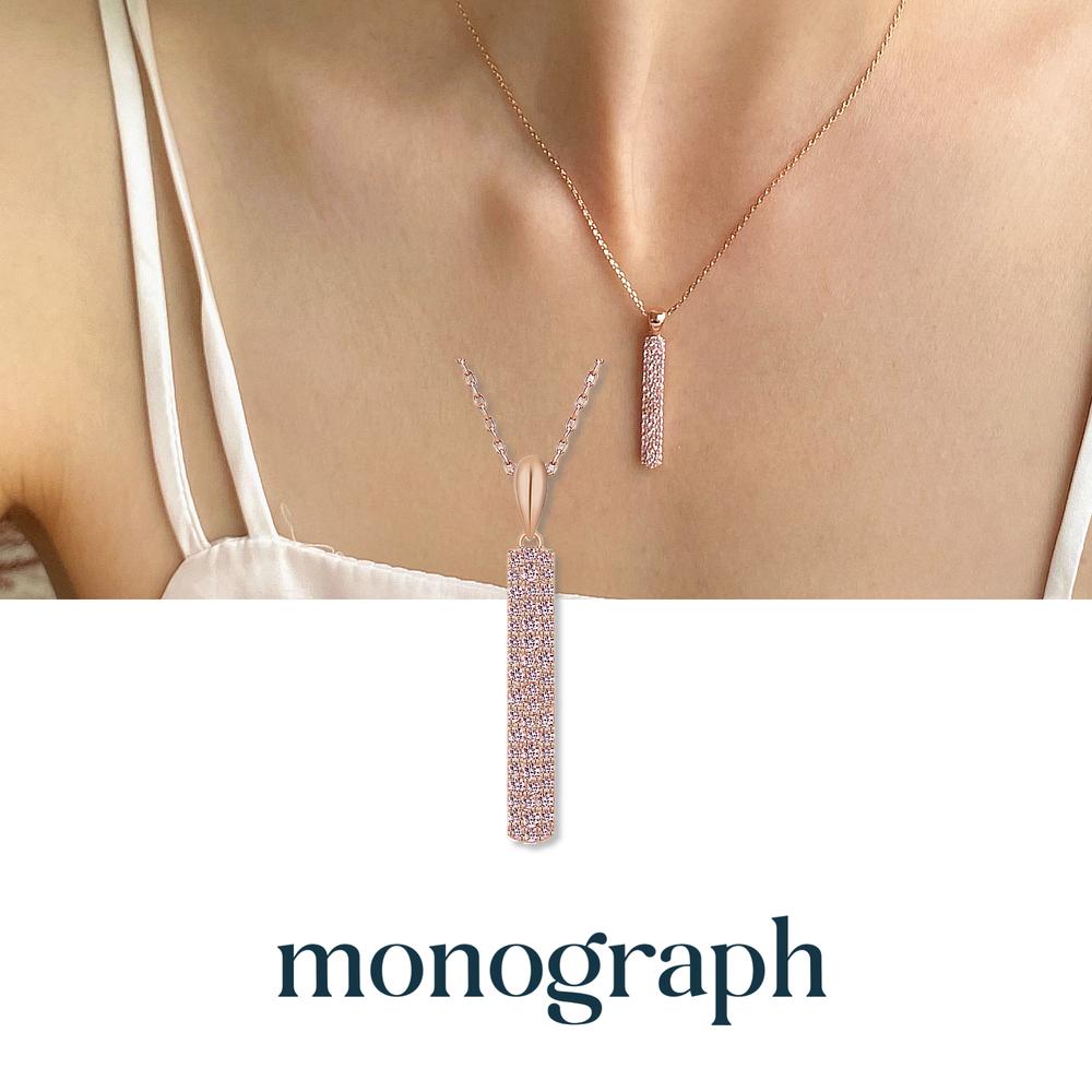 Monograph Piper Necklace Mgnl0398 14K Gold Plated (Rose Gold + Pink Cubic)