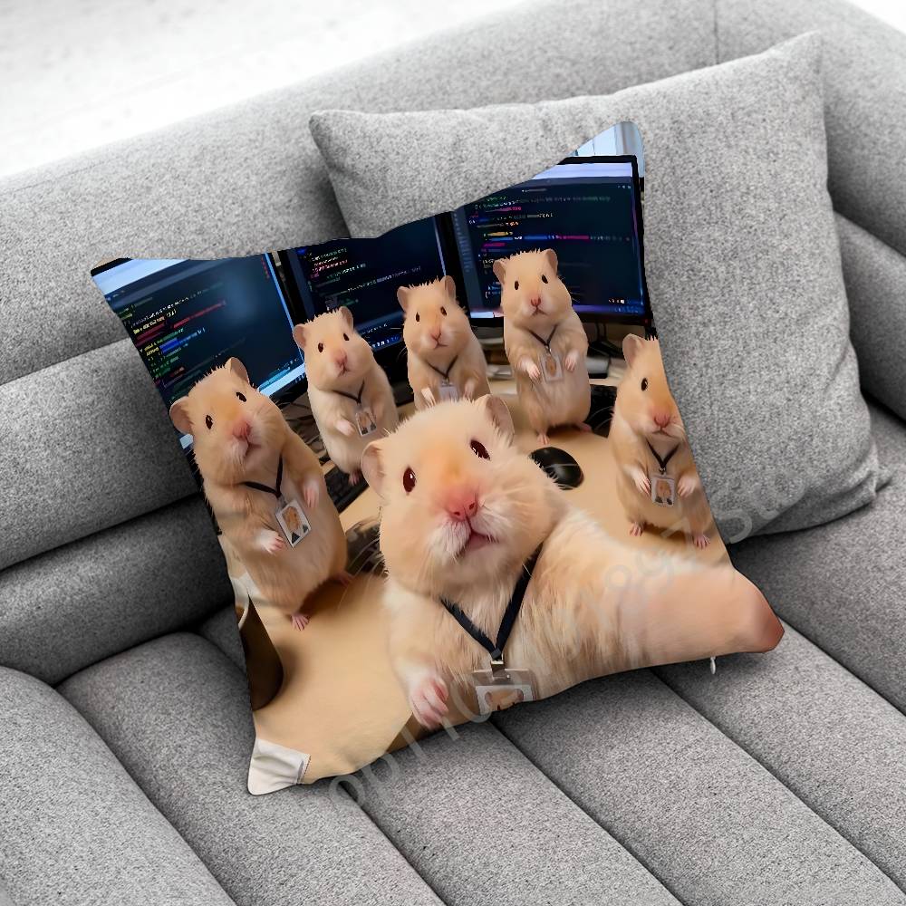 Funny Sad Hamster Meme Throw Pillow Case For Square Bedroom Pillowcase Cover