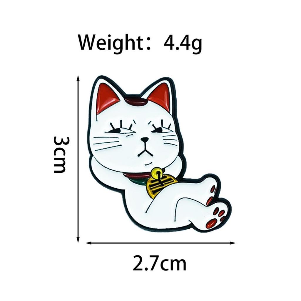Cartoon Anime Lucky Cat Brooch - Cute Japanese Character Lapel Pin Accessory