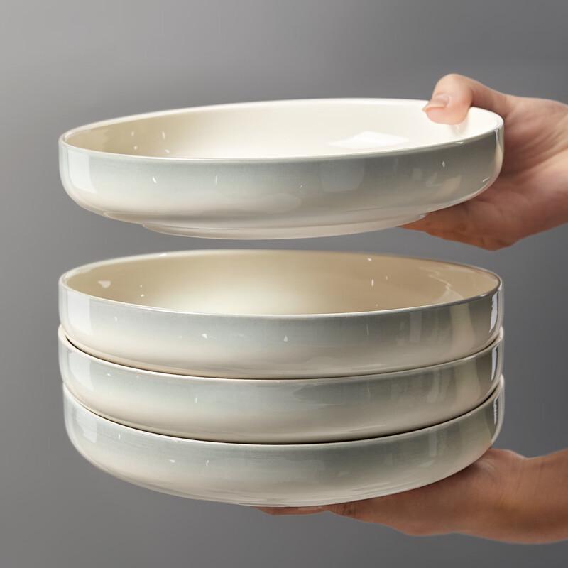 Assiette à soupe en céramique émaillée Yanlan Qinghui