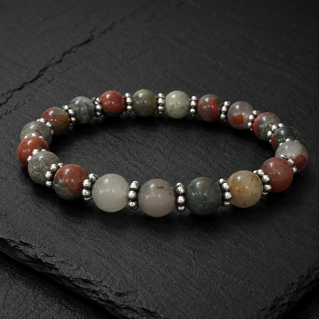 8mm Natural Red Blood Stone Gemstone Round Healing Stone Jewelry Handmade Beaded Bracelet 7.5" For Partywear CSB-13