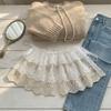 Ballett Stil Weiß Spitze Furz Vorhang Balletcore Rüsche Kurze Röcke Elegant Po Vorhang Damen