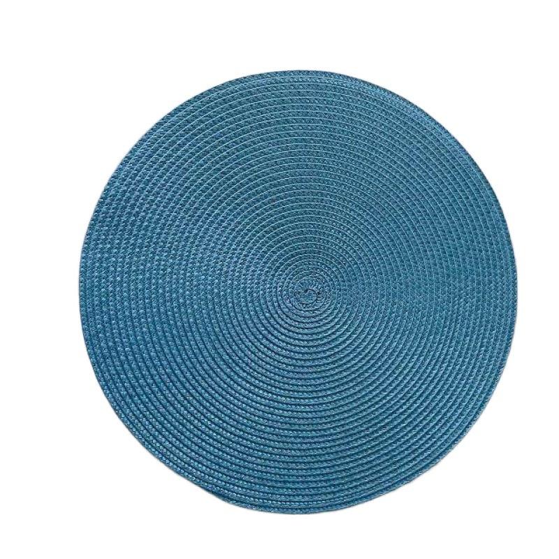 Round Woven Placemats PP Waterproof Dining Table Mat Non-Slip Napkin Disc Bowl Pads Drink Cup Coasters Kitchen Decoration