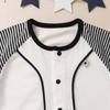 De Border Raglan Jersey All Snap Newborn Baby Baby Clothes Cool Baby Shower Baby Gift Cool Cute Boy Girl Monochrome Black and White Cotton Material