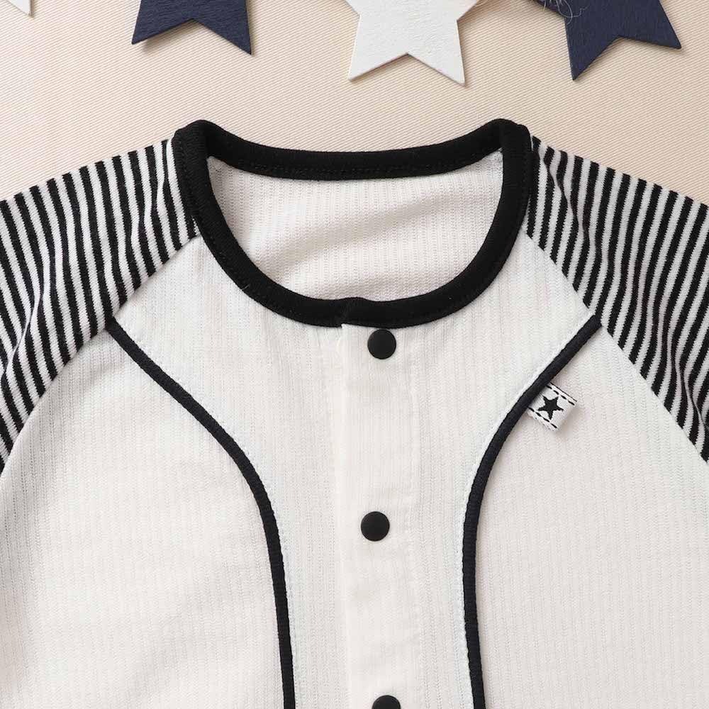 De Border Raglan Jersey All Snap Newborn Baby Baby Clothes Cool Baby Shower Baby Gift Cool Cute Boy Girl Monochrome Black and White Cotton Material