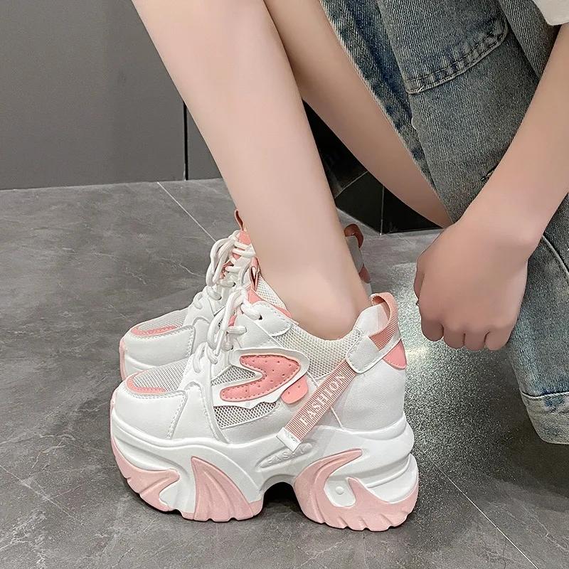 Fashion 2024 Women High Platform Sneakers New Summer Spring Non-slip breathable Shoes 10CM Thick Sole Casual Shoes Dad Sports Sneakers