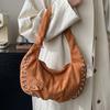 Large Capacity Work Tote Bag Women's 2025 New Retro Deerskin Velvet Underarm Bag Rivet Shoulder Bag Tide