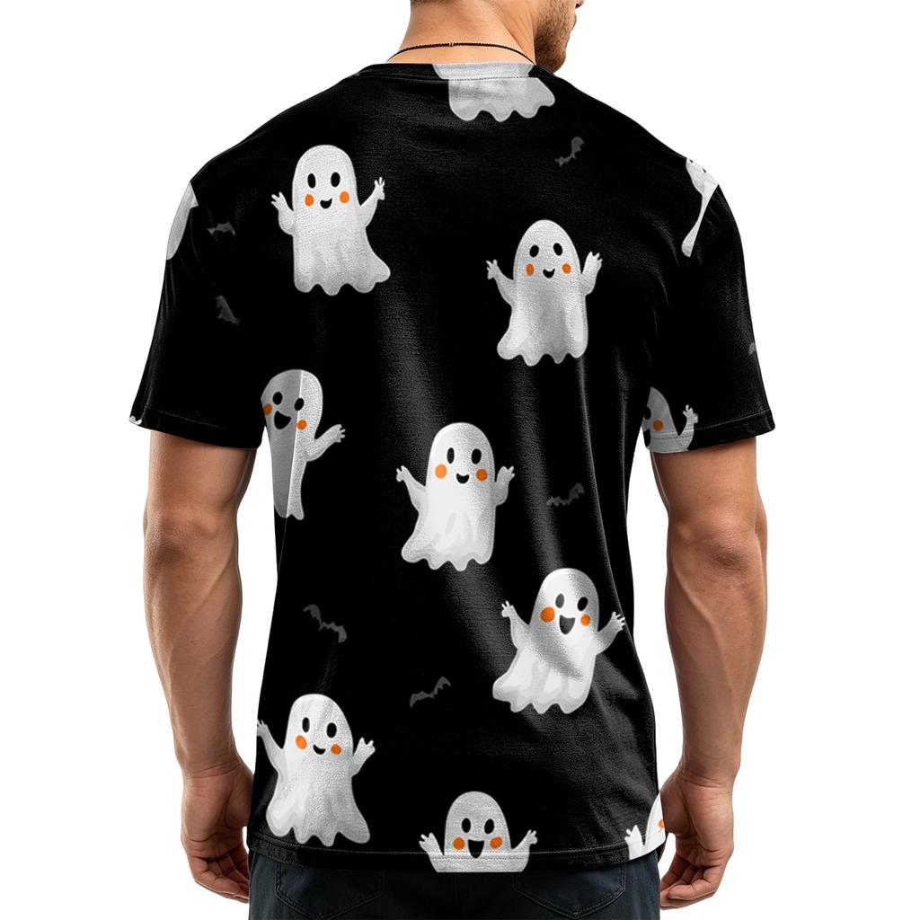 Men's Casual Crew Neck Lightweight Breathable Short Sleeve Top with Halloween Print Loose Fit Comfortable Design