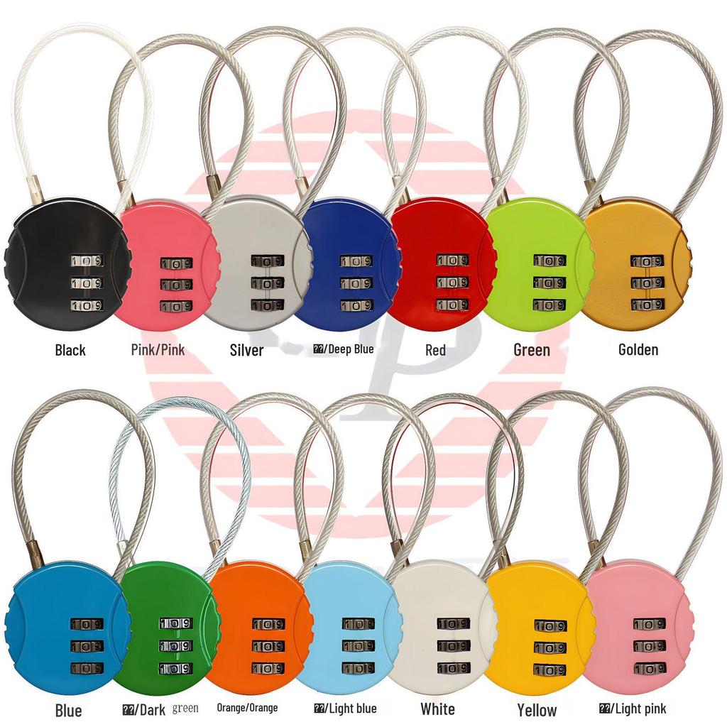 Anti-Theft Motorcycle Helmet Password Padlock with Extended Steel Wire for Bikes and E-Vehicles