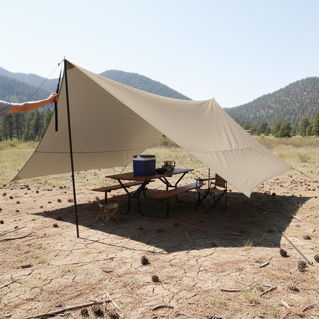 21D Oxford Cloth Tarp for Camping, Sunshade, UV Protection, Waterproof 3x3m Silver Coated