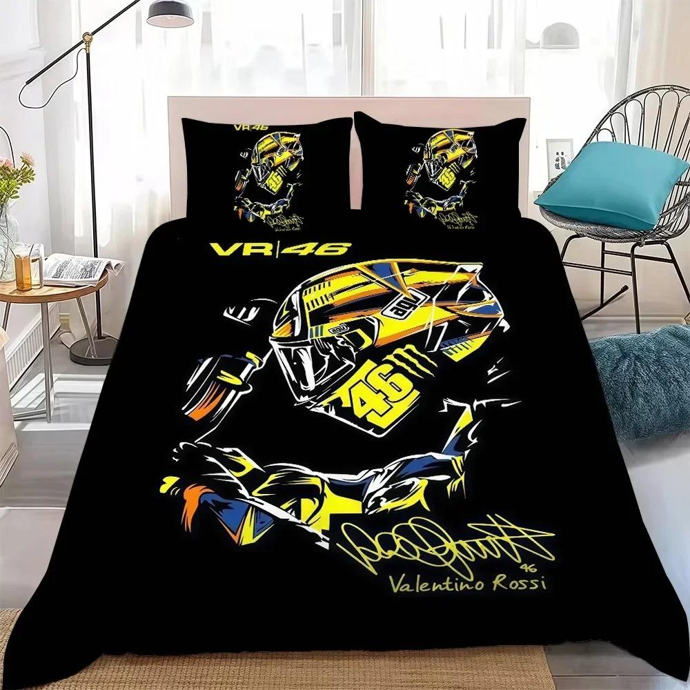 Juegos de Cama 3D Adolescentes Moto R-Rossi 46 Motocicleta Para Niños Niños Funda Nórdica Con Funda de Almohada Juego de Ropa de Cama Textil para el Hogar