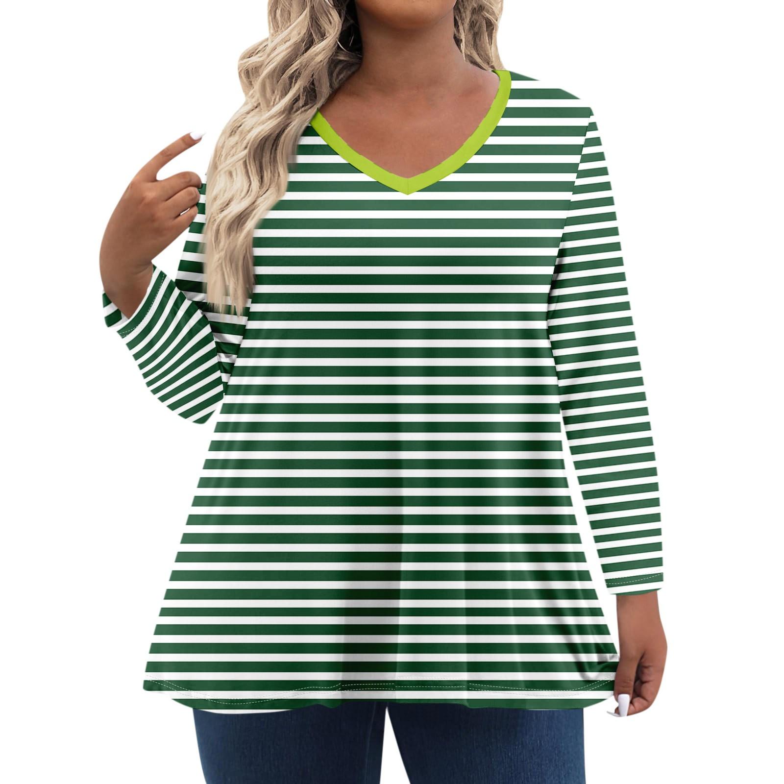 

Женские топы больших размеров, рубашки с длинными рукавами, повседневная одежда с V-образным вырезом, топы с принтом XXXXXL зелёный
