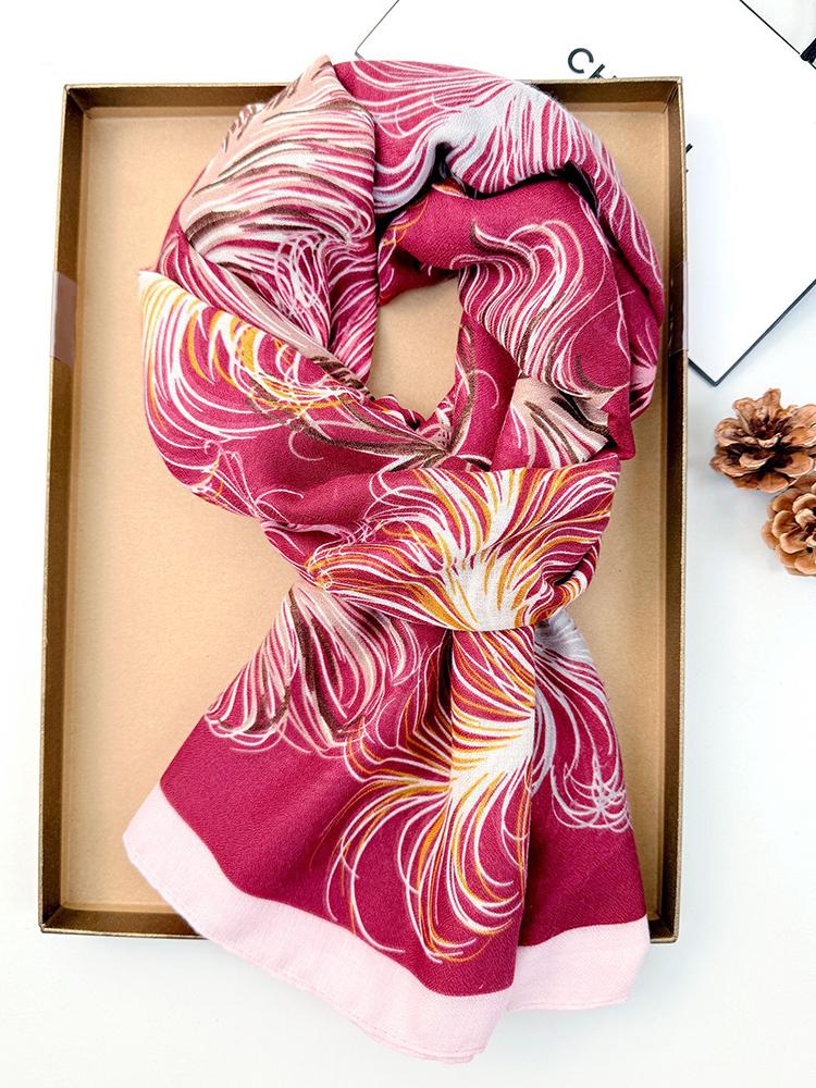 Elegant Women Retro Beach Silk Scarf Wrap Shawl Print Lady Sunscreen Bandanas Hijab Mujer Boho Scarve Pareo Casual Korean New