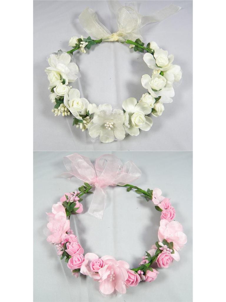 Korejský květinový svatební věnec - Plážový a Mori Girl pokrývka hlavy