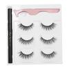 SelfAdhesive Eyeliner Water Liquid Eyeliner False Eyelashes Tweezers Makeup Tool Set(E25 Green Box )