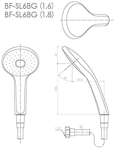 BF-SL6BG (1.6) INAX/LIXIL Eco Aqua Shower Shower Head & Hose, Plated with Metallic Silver Hose, Resin Anti-Mold Hose, 1.6m (BFSL6BG16)