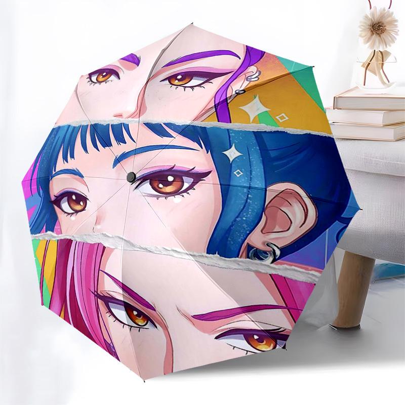 1pc Colorful Anime Character Outdoor Umbrella - Automatic Opening/Closing, Portable 3-Fold Design, 8-Rib Iron Frame, Perfect Gift for Fans, Trave