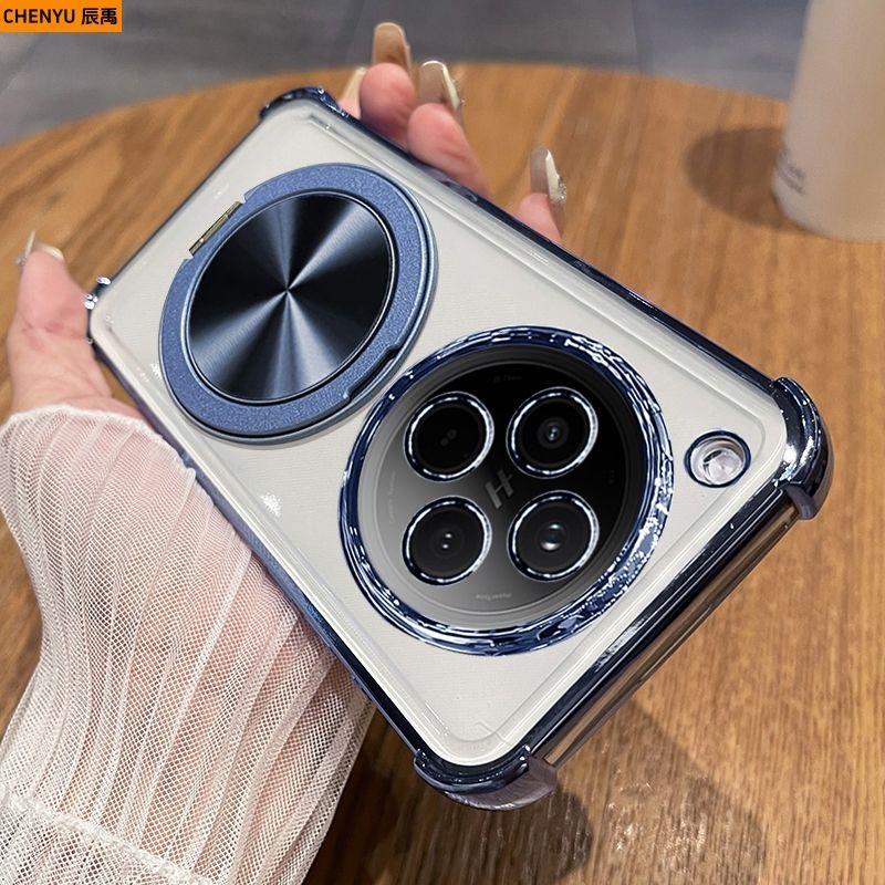 For OPPO Find X8 Pro X7 Ultra Case Transparent Plating TPU 360° Rotating Bracket Anti-fall Cover For OPPO Find X 8 Pro Funda