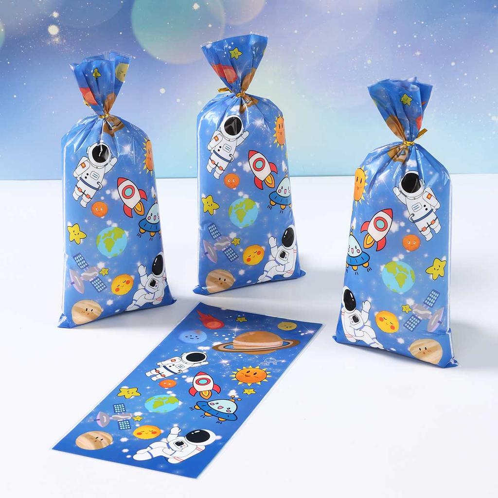 Space-Themed Plastic Gift Bags Disposable Birthday Party Decoration Kids Boy Wedding Birthday Party Supplies Favors Baby Shower