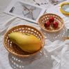 2025 New Japanese Hand-Woven Hollow Fruit Snack Storage Basket Rattan Bread Basket Food Serving Platter Tray For Dinner Parties