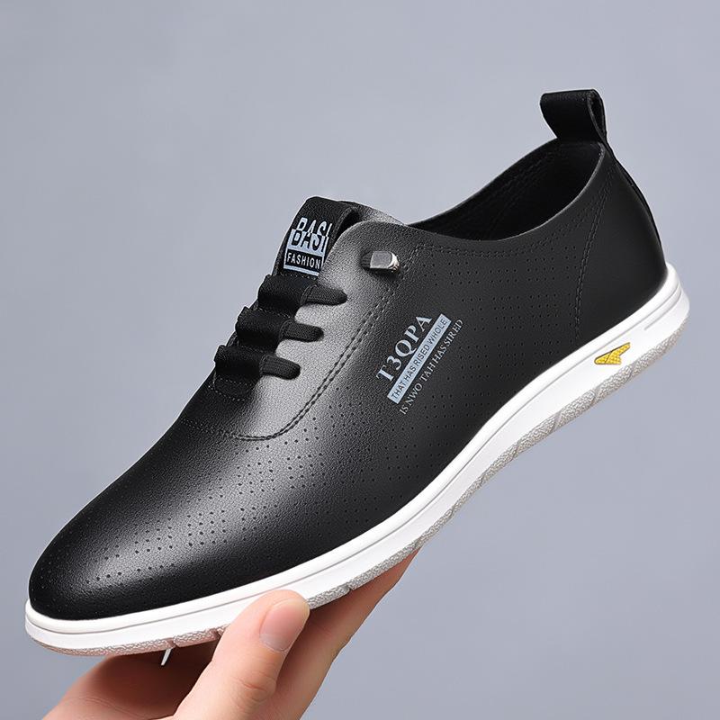 New Round Head Men's Casual Shoes Business Trendy Men's Cow Single Shoes Little White Shoes Leather Shoes Factory Direct Sales 9173