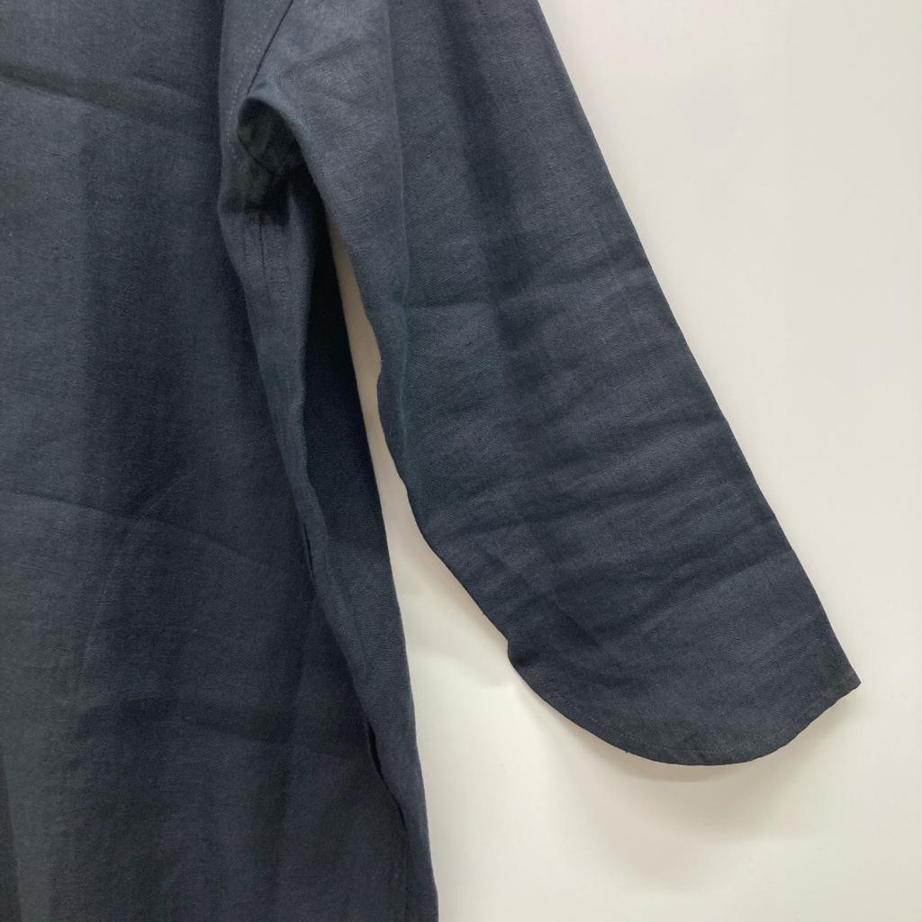 Babaghuri J0581FB411 Linen Silk Stand Collar Shirt Dress M blackUsed