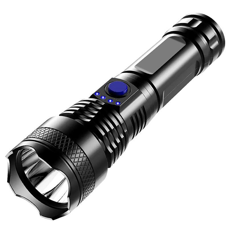 Strong light flashlight USB charging power display home outdoor portable night fishing camping strong flashlight
