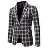 Men's New Stylish Casual Plaid Business Wedding Party Outwear Coat Suit Tops