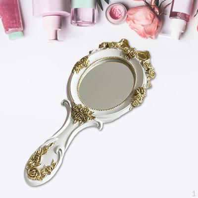 Mirror with Rose Embossing for Make-up, Oval Shape