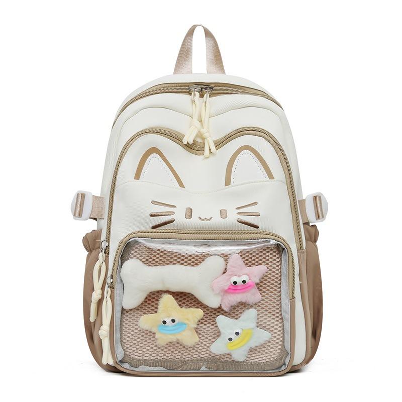 

New Ba Chi Cat Pain Bag Fourth and Sixth Grade Make-up School Bag College Student Outdoor Computer Travel Backpack Single Bag хакі