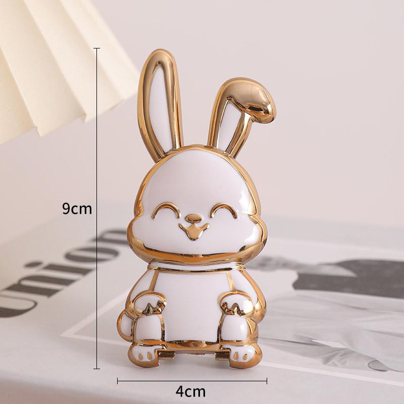 Slide-Push Bunny Phone Stand With Adhesive Back - Foldable Desktop Holder For Hands-Free Viewing