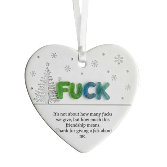 Funny Friendship Christmas Ornament Heart-Shaped Hanging Decoration for Xmas Tree Decor Humorous Gift for Friends