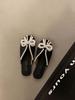 Bow Pearl Bag Head Slippers Female Korean Version Round Head Breathable One Pedal Home Slippers Female Hollow Half Slippers Female