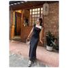 Korean version of French coffee break polka dot dress summer lace-up waist small flying sleeve long dress seaside vacation mesh skirt