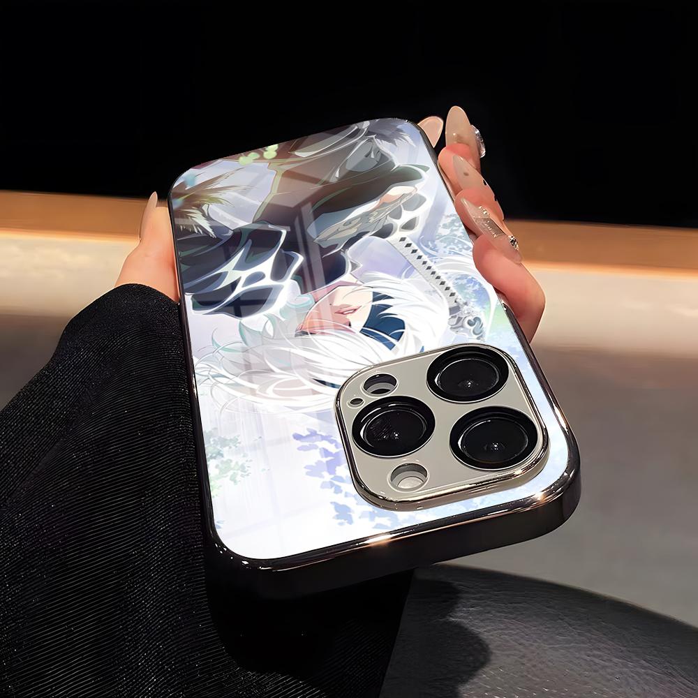 Nier Automata Game Phone Case Luxury Glass Phone Case For IPhone 17 16 15 14 13 12 11 Pro Max Plating Frame Cover