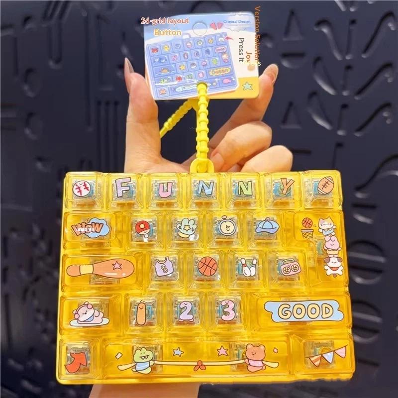 1/2Pcs 26 Key Press Button Stress Relief Toy Cute Portable Decompression Fidget Gadget Lightweight Bag Ornament for Outdoor Use