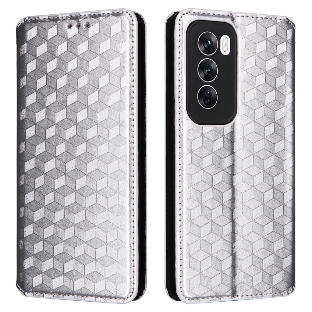 Dla Oppo Reno12 5G (Światowy) Etui Rombowe Skórzane Etui na Telefon Stojak Zamknięcie Magnetyczne