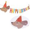 Dachshund Dog Birthday Banner - Multicolor, 59" x 14.5" Long Sage Wiener Dog Puppy Party Decoration