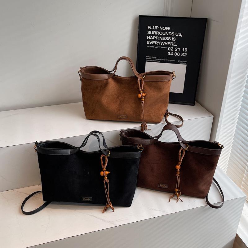 Herbst Koreanische Retro Wildleder Tragetasche - Damen Vintage Schulterhandtasche