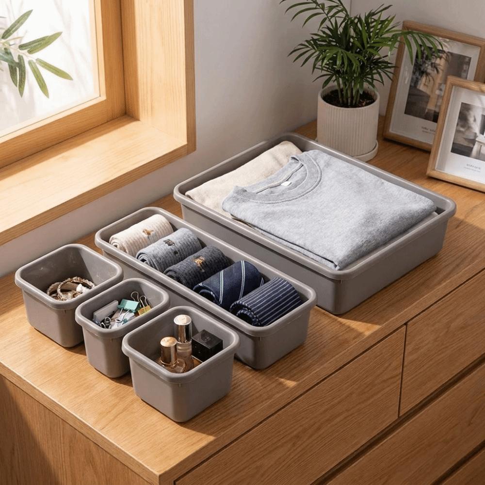 8PCS/SET Plastic Drawer Organizer Boxes Stackable Sundries Divider Holder Bathroom