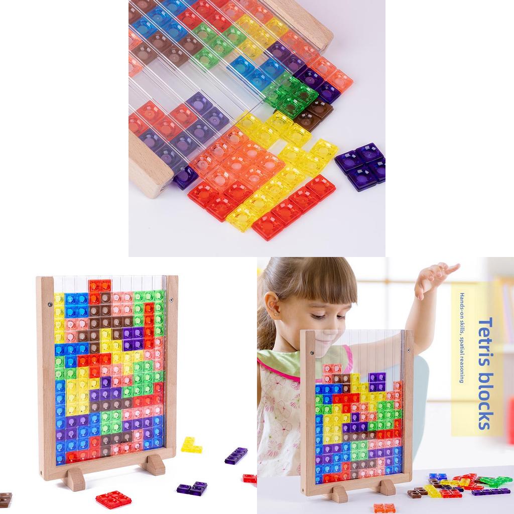 Wooden Tetris 3d Puzzle Blocks For Kids Educational Toy With Brain Development For Early Learning