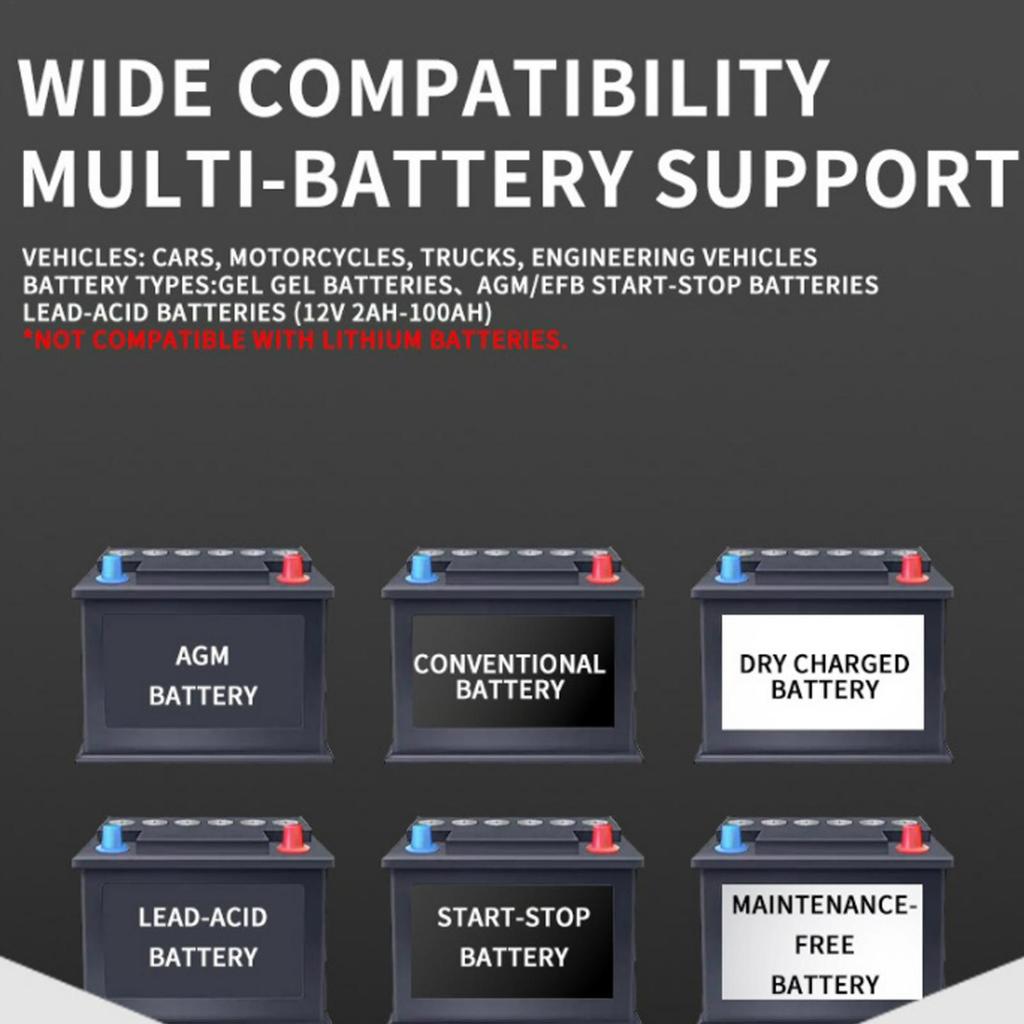 Car Battery Charger 12V6A Motorcycle Battery Fast Charger Vehicle Charging Maintenance Equipment For Cars Motorcycles Trucks