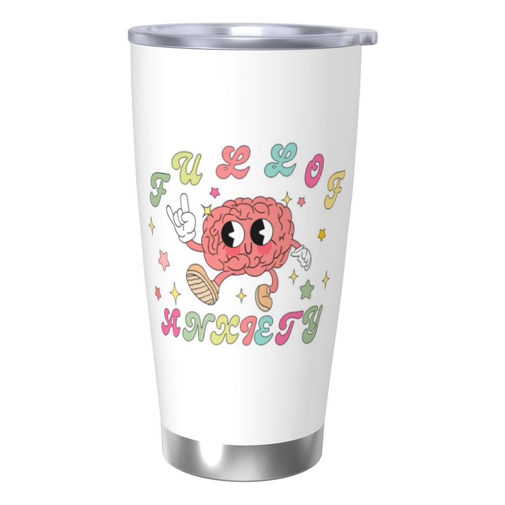 20 Oz Stainless Steel Tumbler Insulated Thermos Double-sided Print Travel Coffee Mug with Lid for Home Office Or Car