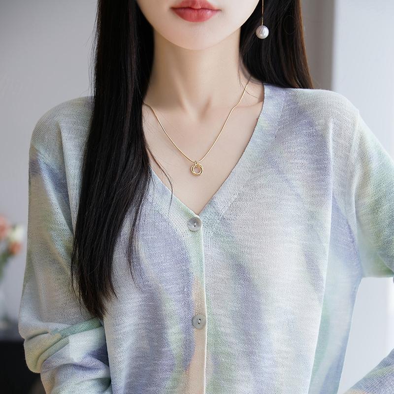 Leichte Strickjacke für Damen aus 50 % Wolle und 50 % Maulbeerseide – vielseitige Strickware für 4 Jahreszeiten für ganzjährigen Komfort und Stil