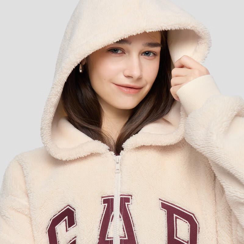 Gap Unisex Contrast Logo Loose Fit Fluffy Hooded Sweatshirt