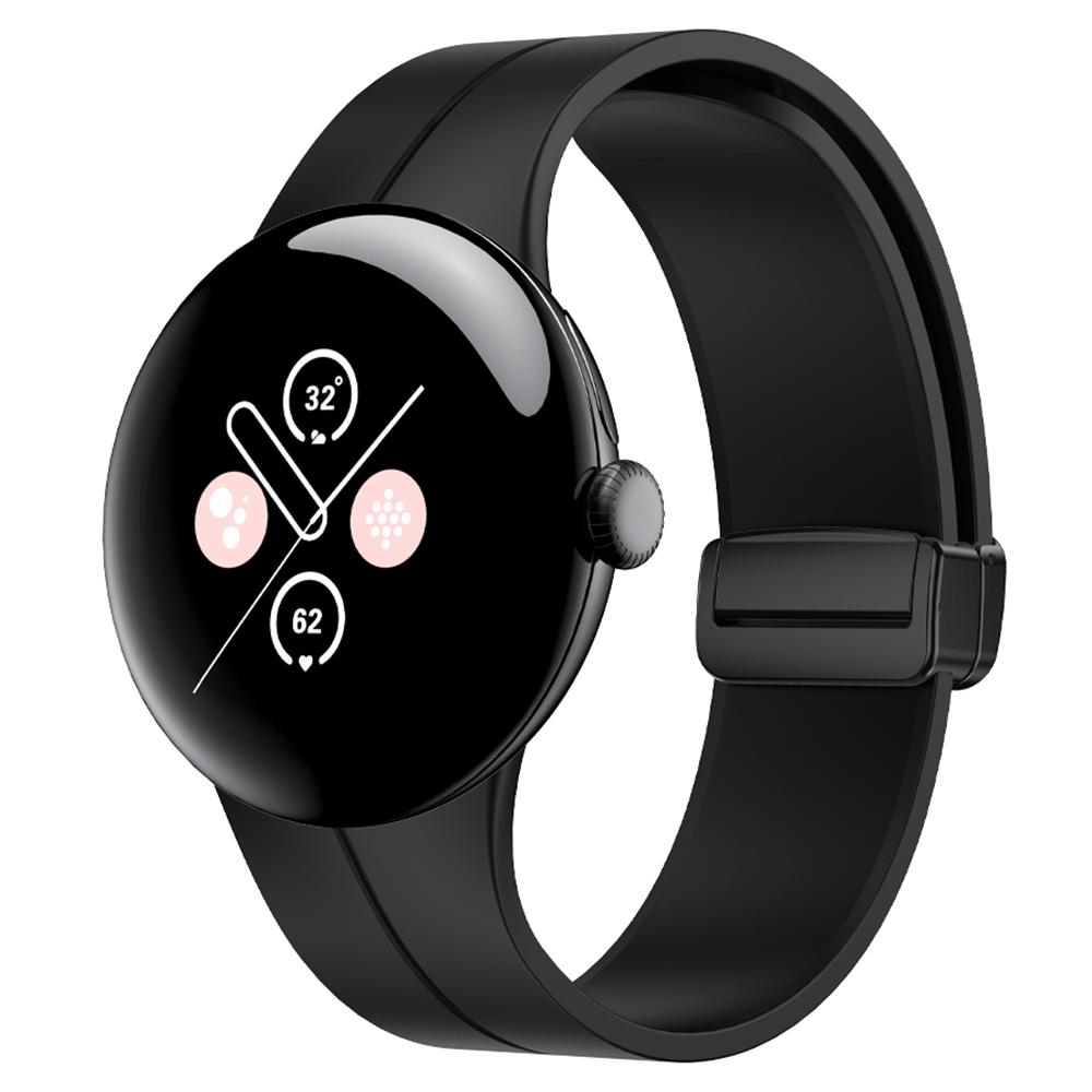 For Google Pixel Watch 3 41mm/Watch 2/Pixel Watch Silicone Band Watch Strap with Magnetic Folding Buckle
